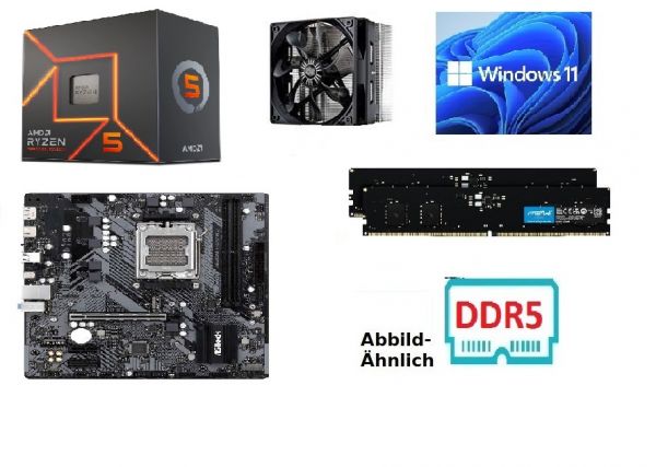 Bundle | AMD Ryzen5 7600 12Core 12x5.2 GHz | 32GB DDR5 RAM | Mainboard | Kühler ( Win 11 tauglich )-