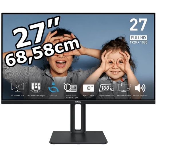 27" MSI PRO MP275PDE, 27 Zoll Full HD 1920 x 1080 Pixel, 1 ms, 100 Hz