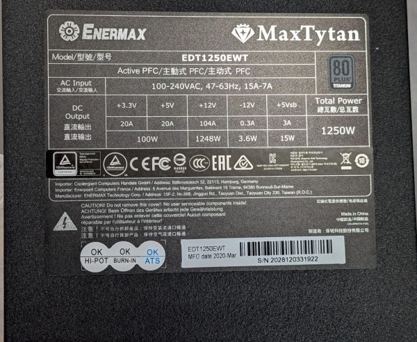 1250WATT Enermax Netzteil